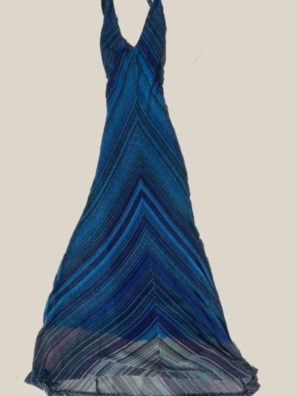 Cache Blue Chevron Halter Maxi Dress